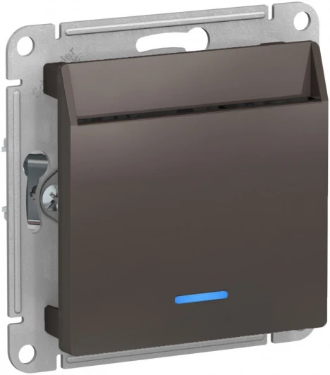 ATN000667 Карточный выключатель одноклавишный с подсветкой встраиваемый (мокко) Systeme Electric AtlasDesign ATN000667