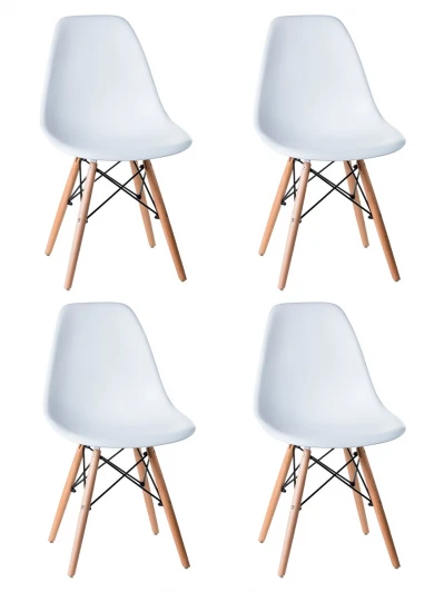 SET-4 638PP-LMZL DSW Набор 4 шт Стул обеденный DOBRIN DSW (ножки светлый бук, цвет белый (W-02))
