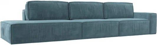 121740 Диван прямой Прага Модерн Лонг подлокотник справа (Бирюзовый/Велюр) Лига Диванов арт.121740