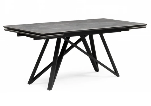 625959 Кухонный стол Notta Вилсон 140(200)х80 серый мрамор larka grey / черный