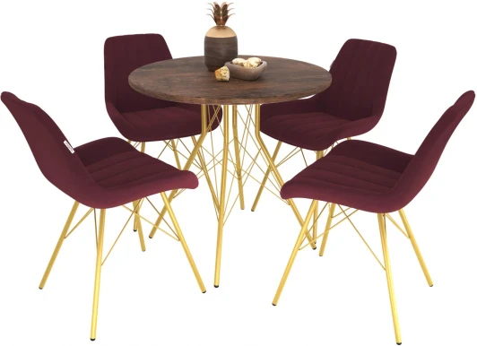 8765042501 Обеденная группа SHT-DS147 рубиновое вино/палисандр/золото Sheffilton 8765042501