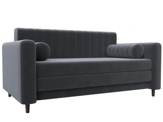 129746 Диван прямой Лига-070 (ЛДСП,Брус,Фанера/Дерево/Велюр/Серый) Лига Диванов 129746