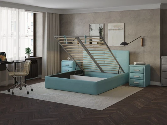 2028573 PROxSON Кровать Mono с бельевым ящиком (Ткань: Велюр Monopoly Мятный лёд (670)) 160x200