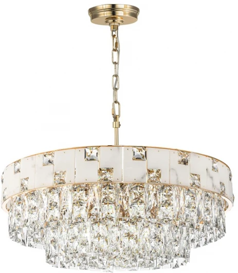 5076/12 Подвесная люстра большая Odeon Light Chessi 5076/10 золото/прозрачный/белый/металл/хрусталь/алебастр E14 12*40W 5076/12 (220V, на цепи, круглые)