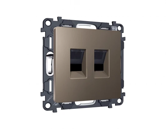 MA642110 Комплект механизма двойной Ethernet RJ-45 розетки с автоматической защитной шторкой встраиваемый (темная бронза матовый) Ambrella Volt QUANT MA642110
