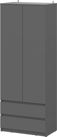 101881 Шкаф SV Мебель Денвер двухстворчатый с ящиками, Графит серый