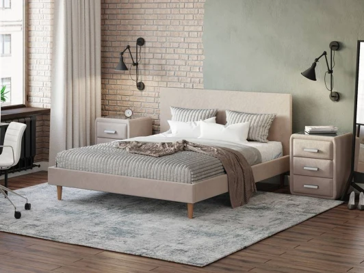 1926848 PROxSON Кровать Claro (Ткань: Велюр Monopoly Миндаль (111)) 90x200