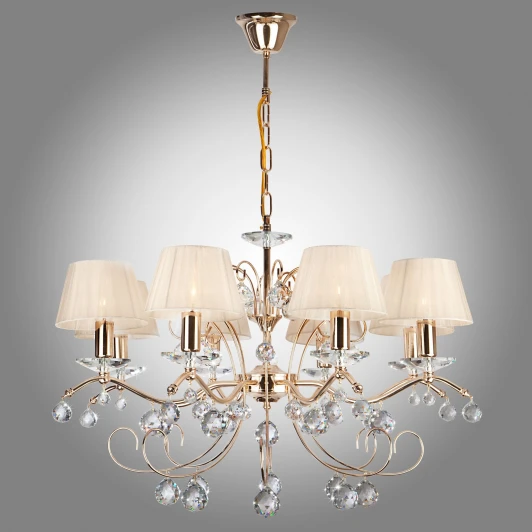 10058/8 золото/прозрачный хрусталь Strotskis Подвесная люстра Eurosvet Эстель 10058/8 золото/прозрачный хрусталь Strotskis