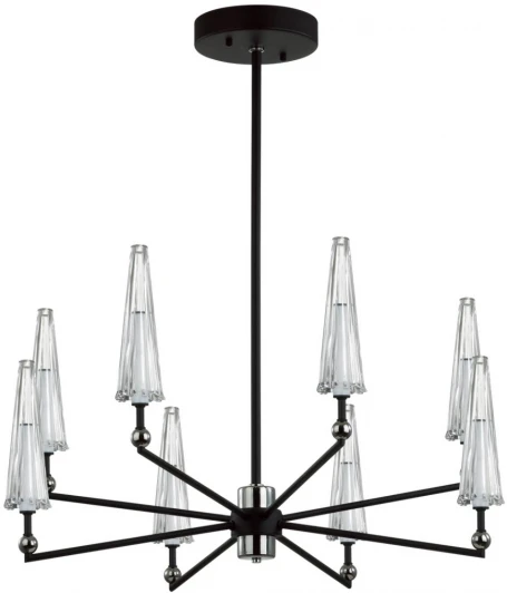 5429/39L Потолочная люстра на штанге Odeon Light Fungo 5429/39L черный матов./прозрачный/металл/стекло/акрил LED 39W 3000K 1330Лм (220V, зонтик)