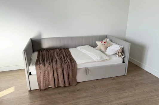 170618.2173 Кровать с подъемным механизмом Твикс (Софа) 90х200 см Mebelson (ДСП,Велюр/Серый) арт.170618,2173