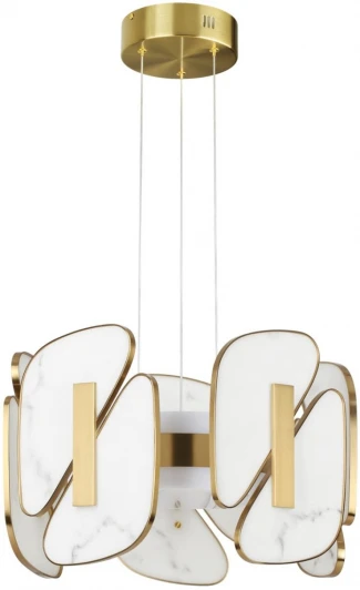 6638/45L Подвесной светильник Odeon Light Chiara 6638/45L L-VISION металл/золотой/искусственный мрамор/акрил IP20 LED 45W 3000K 220V (на тросе)
