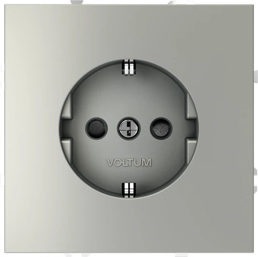 VLS040205 Розетка с заземлением и шторками (сталь) Voltum S70 VLS040205