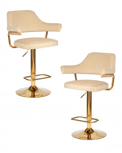 LM-5019-N_G-M_V-MJ9-10 Набор 2 шт стул барный DOBRIN CHARLY GOLD (бежевый велюр (MJ9-10))