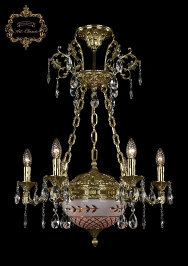 31.51.6.CK125SP.250SP.G.Sp.Amber.White.1B Подвесная люстра с хрустальными подвесками Art Classic 31.51 31.51.6.CK125SP.250SP.G.Sp.Amber.White.1B