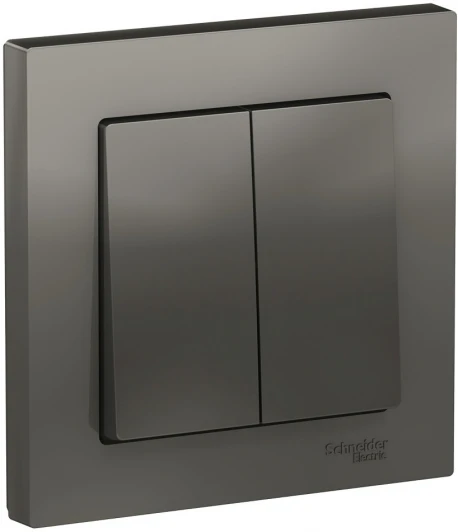 ATN000952 Выключатель встраиваемый двухклавишный (сталь) Systeme Electric AtlasDesign ATN000952