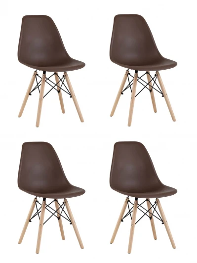 УТ000037606 Стул Eames Style DSW коричневый x4 (разборный каркас) Stool Group арт.УТ000037606