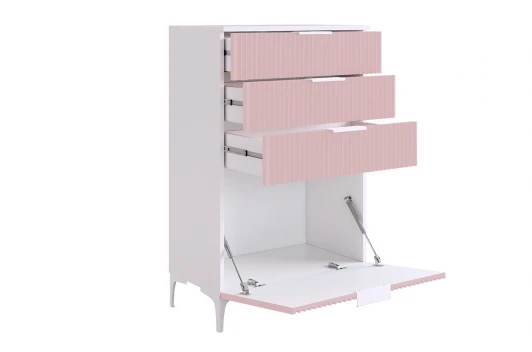 171919.3095 Зефир Комод Mebelson (ЛДСП,МДФ,Металл/Светлое дерево,Розовый) арт.171919,3095