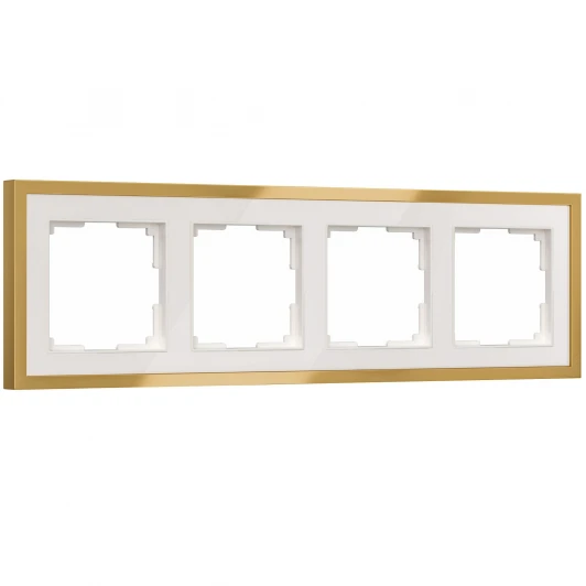 W0042853 Рамка на 4 поста Baguette (белый/золотистая латунь) Werkel W0042853 (a072285)