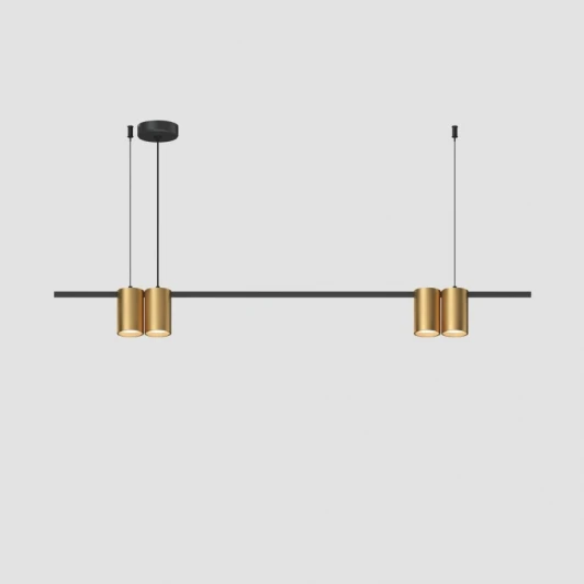 DK4061-BK+SG Подвесной светильник Denkirs Orbit DK4061-BK+SG 4xGU10 LED до 15 Вт, черный + сатинированное золото (220V, на тросе)