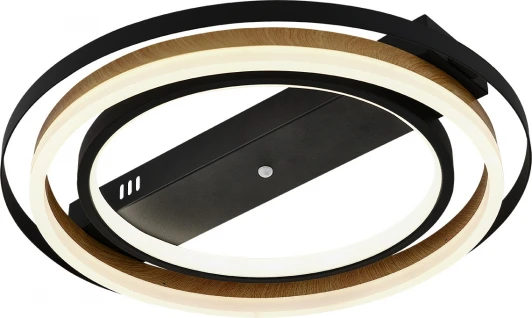 10247/2LED Потолочная люстра светодиодная Escada Lagom 10247/2LED 60Вт, с ПДУ, металл/акрил, чёрный/дерево (регулировка яркости, 220V, круглые)
