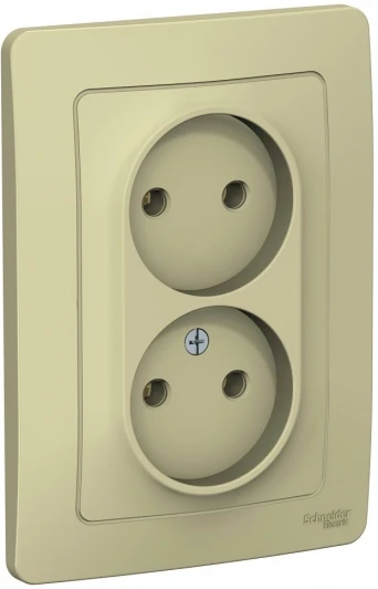 BLNRS000027 Розетка встраиваемая двойная без заземления (бежевый) Systeme Electric Blanca BLNRS000027