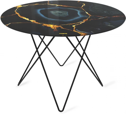 1551087502 Столик журнальный Sheffilton SHT-TU37/TT32 60 СТЕКЛО/МДФ черный муар/титановый кварц