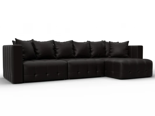 129915 Диван угловой Лига-052 НПБ Лонг угол универсальный (ЛДСП,Брус,Фанера/Пластик/Экокожа/Коричневый) Лига Диванов 129915