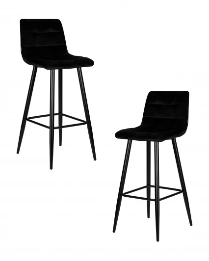 LML-8078-N_B-M_V-108-77 Набор 2 шт стул барный DOBRIN NICOLE (черные матовые ножки, черный велюр (108-77))