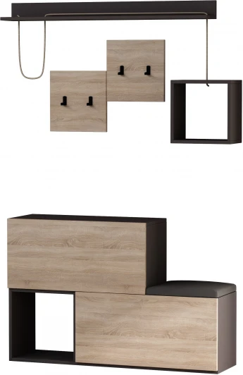 LEV00790 Обувница с вешалкой для одежды HOLDON HANGER (Дерево/Темно-серый) LEVE