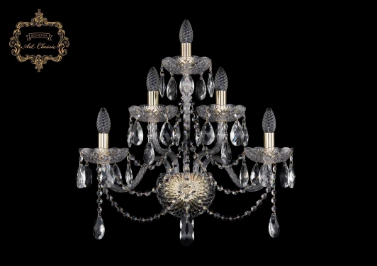 10.12.2+2+1.195.XL.Gd.Sp Бра Art Classic 10.12 10.12.2+2+1.195.XL.Gd.Sp (220V, хрусталь, подвески, подсвечник, свеча)