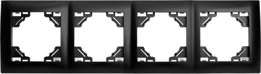 49664 Рамка на 4 поста (черный) Stekker Эрна Элегант 49664
