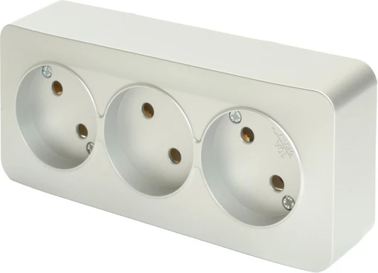 49329 Розетка тройная без заземления (серебро) Stekker София 49329