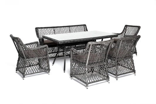 KATS2C4T-6-SET graphite Обеденная группа плетеная на 6 персон, цвет графит 4SIS Катания KATS2C4T-6-SET graphite