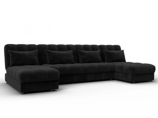 137331 Диван П-образный Лига-116 НПБ (ДСП,ЛДСП,Велюр/Черный) Лига Диванов 137331