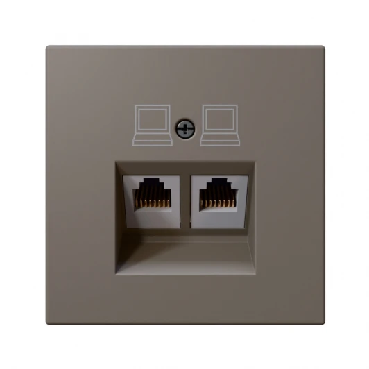 FD6106PTM Розетка Ethernet RJ-45 двойная (тауп soft touch) Jasmart FD FD6106PTM