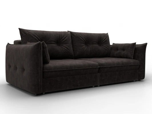 133646 Диван прямой Лига-100 НПБ (ДСП,Фанера/Пластик/Велюр/Коричневый) Лига Диванов 133646