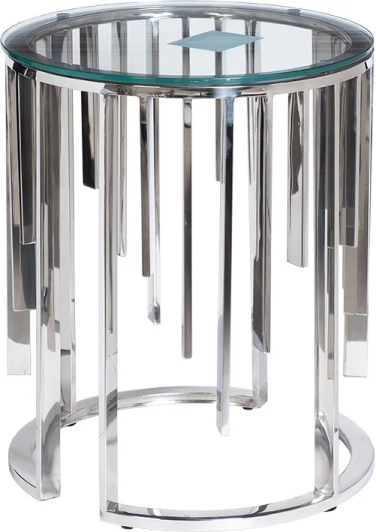 13RXET8077-SILVER Стол журнальный стекло прозр/серебро d46*55см Garda Decor арт.13RXET8077-SILVER