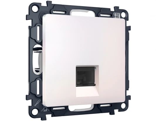 MA212005 Комплект механизма Ethernet RJ-45 розетки экранированной с автоматической защитной шторкой встраиваемый (жемчуг) Ambrella Volt QUANT MA212005