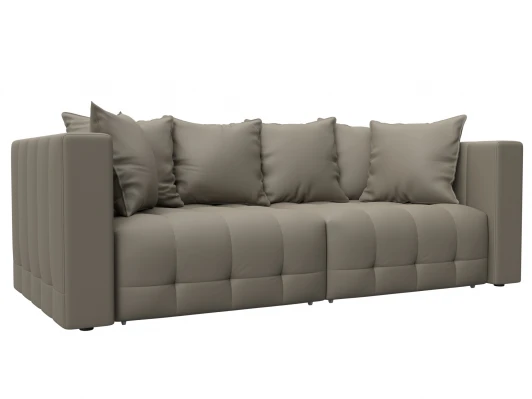 129902 Диван прямой Лига-052 НПБ (ЛДСП,Брус,Фанера/Пластик/Экокожа/Бежевый) Лига Диванов 129902