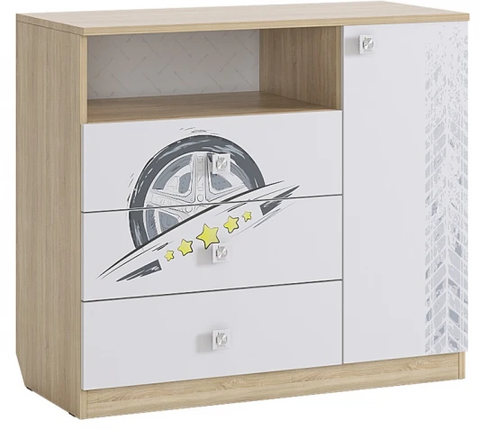 MKF-06.1623 Форсаж Комод, цвет дуб сонома/белый Mebelson (арт.MKF-06.1623)