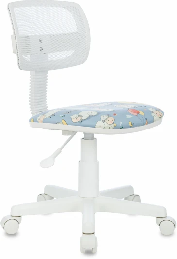 CH-W299/WH/SHEEPS Кресло детское Бюрократ CH-W299 белый TW-15 сиденье мультиколор овечки сетка/ткань крестов. пластик пластик белый
