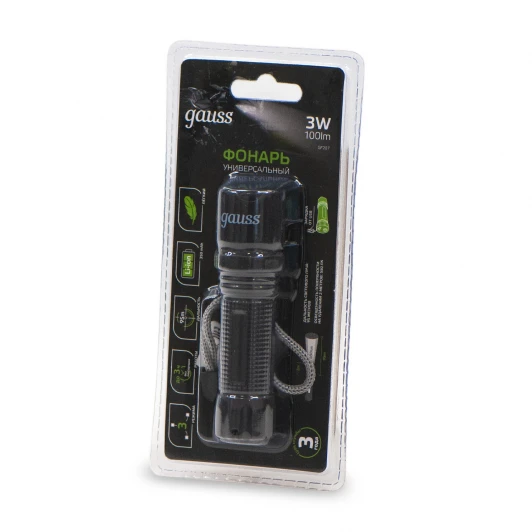 GF207 Ручной фонарь светодиодный аккумуляторный 3W Gauss GF207