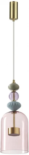 5045/12L Подвесной светильник каскадный Odeon Light Palleta LED 5045/12L античн.бронза/розовый/металл/стекло/керамика 12W 4000К 1400Лм (220V, на проводе)