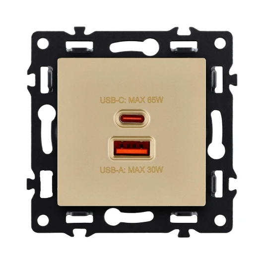 AS-024GD Розетка USB A+C 65W золотой Kollinger Asthetik AS-024GD