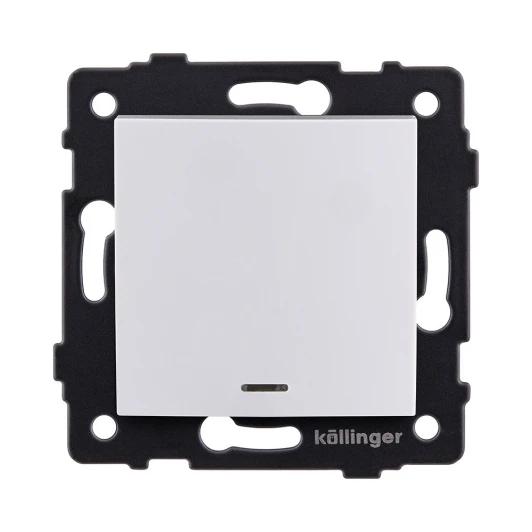 REA-R-015WH Выключатель 1-клавишный перекрестный 10А/250В с LED подсветкой, изогнутый, белый Kollinger REA-R-015WH для Aspekt, Eleganz, Reflex