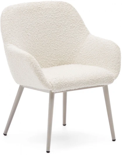 177803 Konna Детский стул из белой ткани букле с бежевыми стальными ножками La Forma (ex Julia Grup) арт.177803