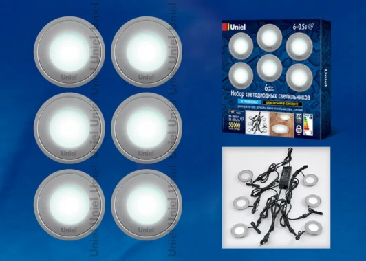 ULM-R06-0,5W*6/NW IP67 SILVER картон Встраиваемый светильник уличный Uniel ULM-R06-0,5W*6/NW IP67 SILVER картон