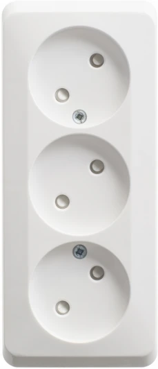 PA16-010B Розетка накладная тройная без заземления со шторками (белый) Systeme Electric Etude PA16-010B