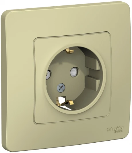 BLNRS001117 Розетка встраиваемая с заземлением и шторками (бежевый) Systeme Electric Blanca BLNRS001117