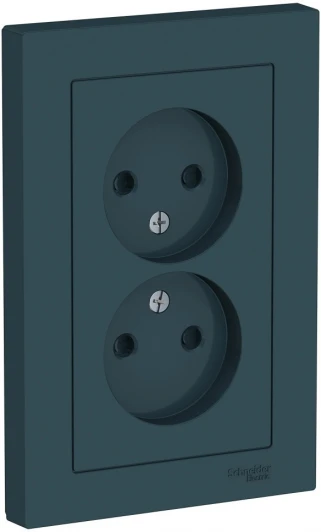 ATN000822 Розетка встраиваемая двойная без заземления со шторками (изумрудный) Systeme Electric AtlasDesign ATN000822